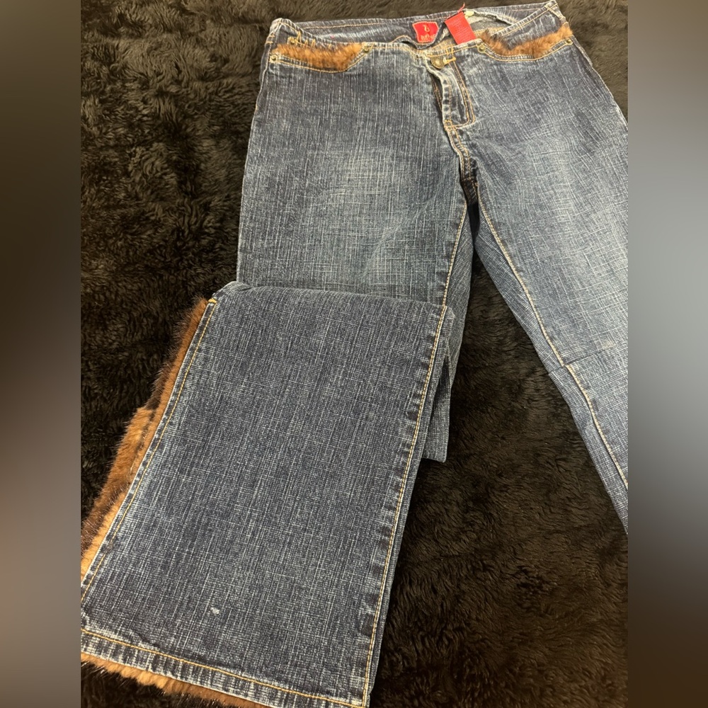 Vintage Buffalo Fur-Trimmed Bell Bottoms size 26